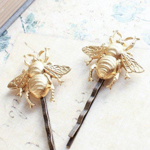Bee Bobby Pins - Gold Brass (set of 2 pins)