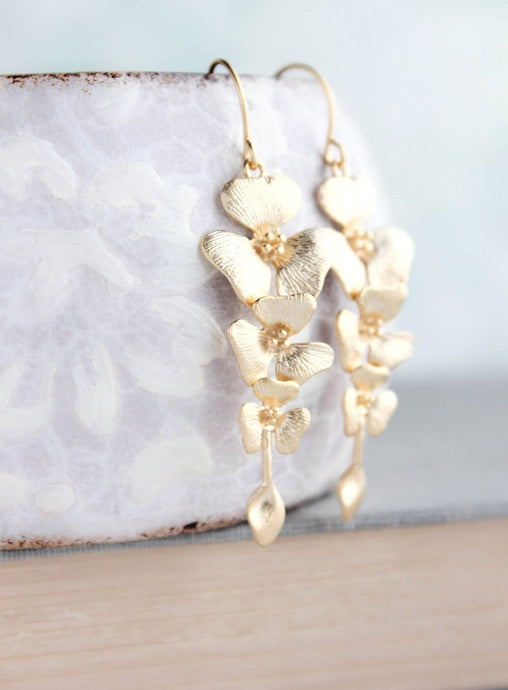 Orchid Earrings - Gold and Silver