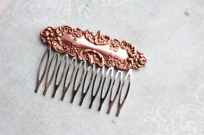 Rose Copper Floral Hair Comb