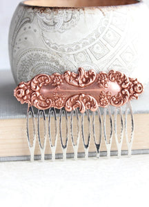 Rose Copper Floral Hair Comb