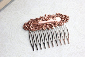 Rose Copper Floral Hair Comb