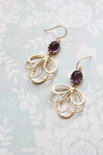 Load image into Gallery viewer, Gold Loop Earrings - Purple