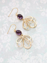 Load image into Gallery viewer, Gold Loop Earrings - Purple