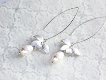 Load image into Gallery viewer, Silver Orchid Earrings - White Pearl