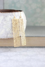 Load image into Gallery viewer, Long Bar Filigree Earrings - Gold
