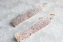 Load image into Gallery viewer, Long Bar Filigree Earrings - Rose Gold