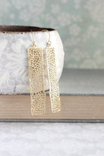Load image into Gallery viewer, Long Bar Filigree Earrings - Gold