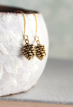Load image into Gallery viewer, Rustic Gold Pinecone Earrings