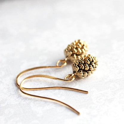 Rustic Gold Pinecone Earrings