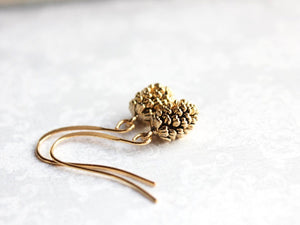 Rustic Gold Pinecone Earrings