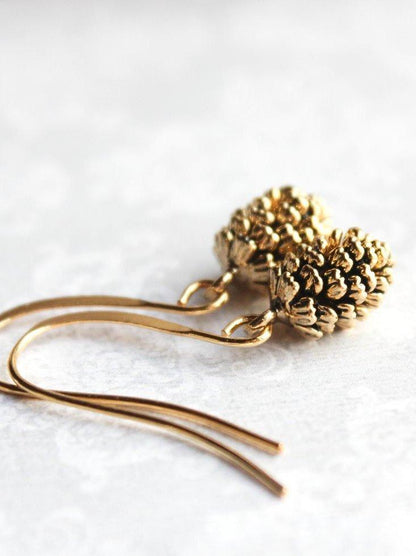 Rustic Gold Pinecone Earrings