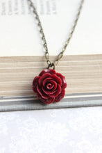 Load image into Gallery viewer, Deep Red Rose Necklace