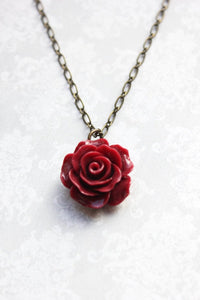 Deep Red Rose Necklace