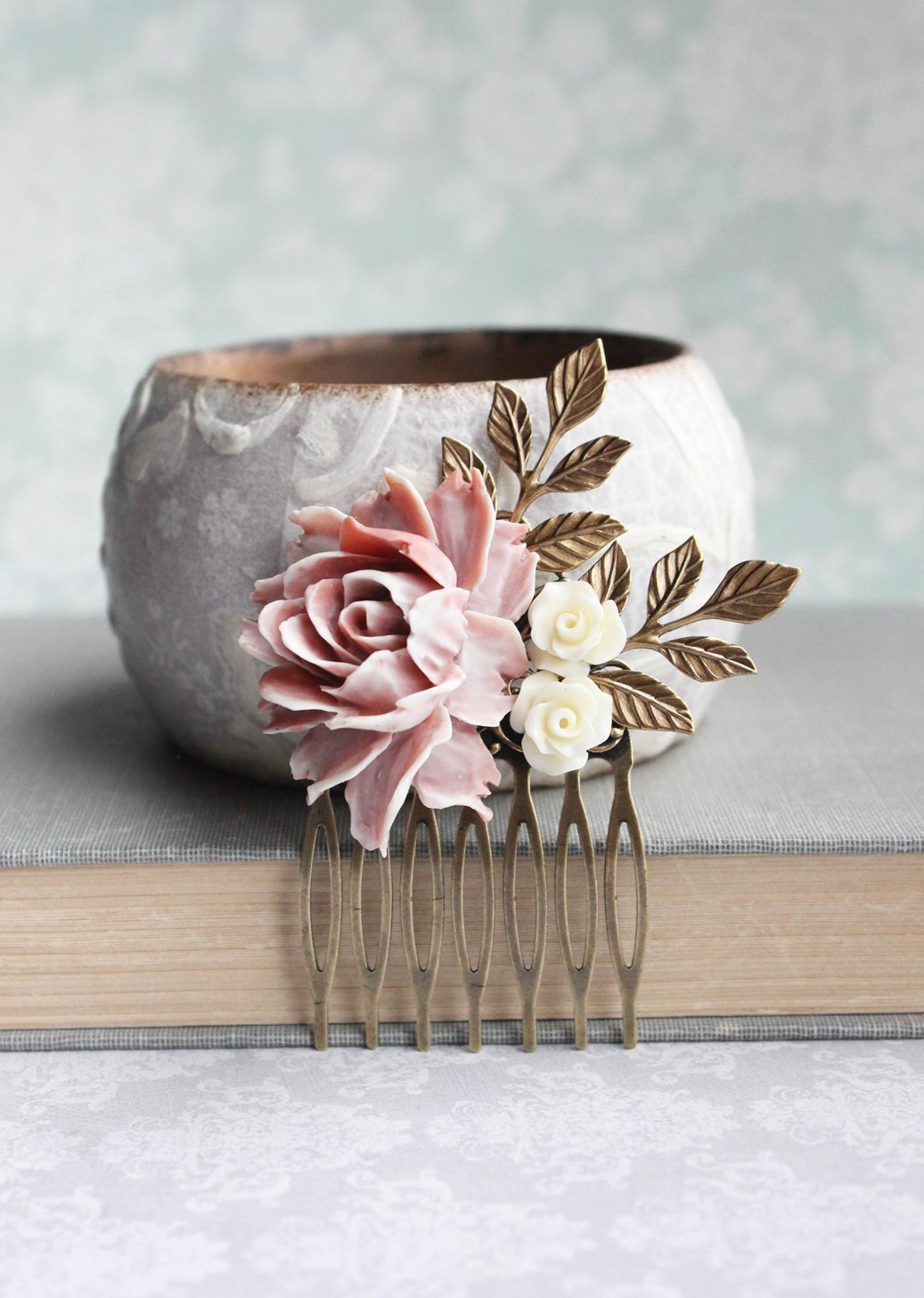 Dusty Rose Hair Comb - C1018