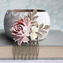 Load image into Gallery viewer, Dusty Rose Hair Comb - C1018