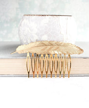 Load image into Gallery viewer, Feather Comb - Gold Brass