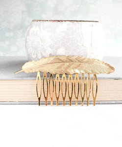 Feather Comb - Gold Brass