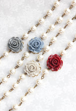 Load image into Gallery viewer, French Blue Rose Earrings