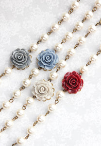 French Blue Rose Earrings