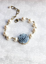 Load image into Gallery viewer, French Blue Rose Earrings