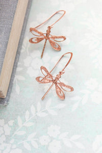 Dragonfly Earrings - Pink Copper